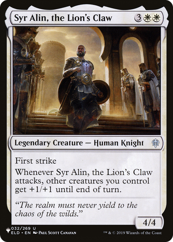 Syr Alin, the Lion's Claw [The List]