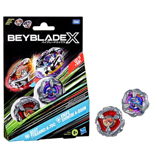 Beyblade X – Dual Pack Set – Beat Tyranno 4-70Q & Knife Shinobi 4-80HN