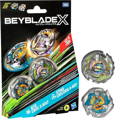 Beyblade X - Dual Pack – Bite Croc 3-60LF and Sting Unicorn 4-60P