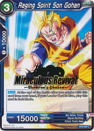 Raging Spirit Son Gohan (Shenron's Chosen Stamped) (BT2-039) [Tournament Promotion Cards]