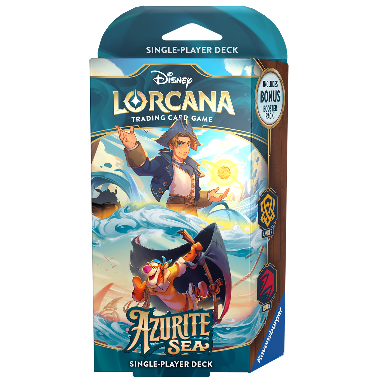 Disney Lorcana: Azurite Sea Starter Deck - Amber & Ruby (Jim Hawkins & Tigger)