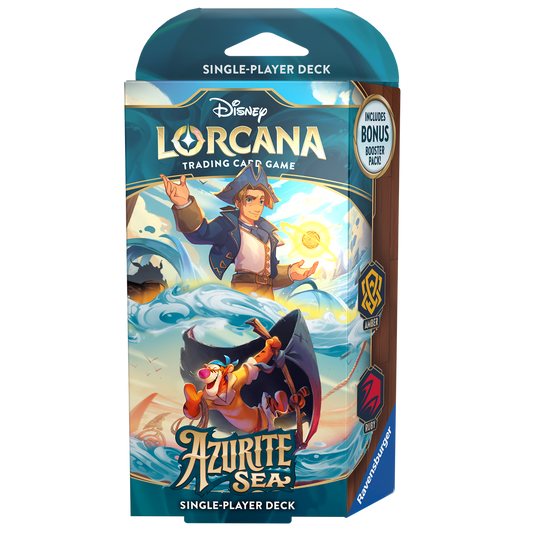 Disney Lorcana: Azurite Sea Starter Deck - Amber & Ruby (Jim Hawkins & Tigger)