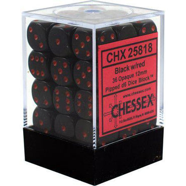 Chessex - 12mm D6 Dice Block - Black w/Red