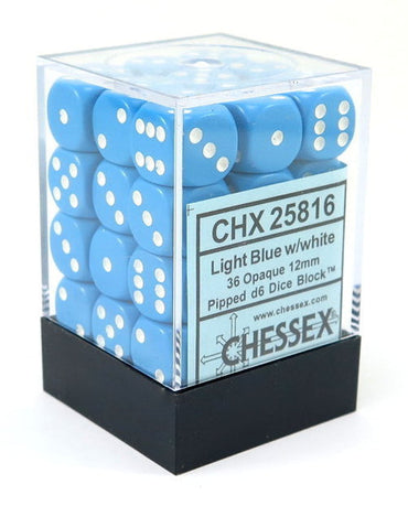 Chessex - 12mm D6 Dice Block - Light Blue w/White