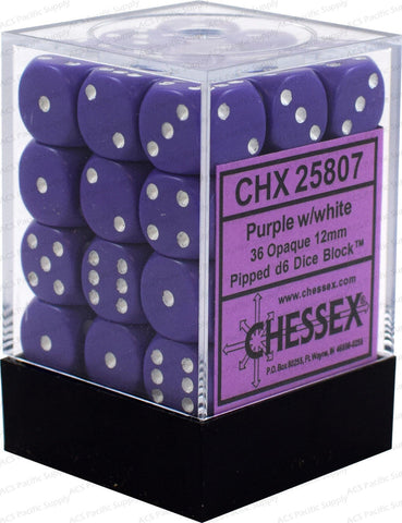 Chessex - 12mm D6 Dice Block - Purple w/White
