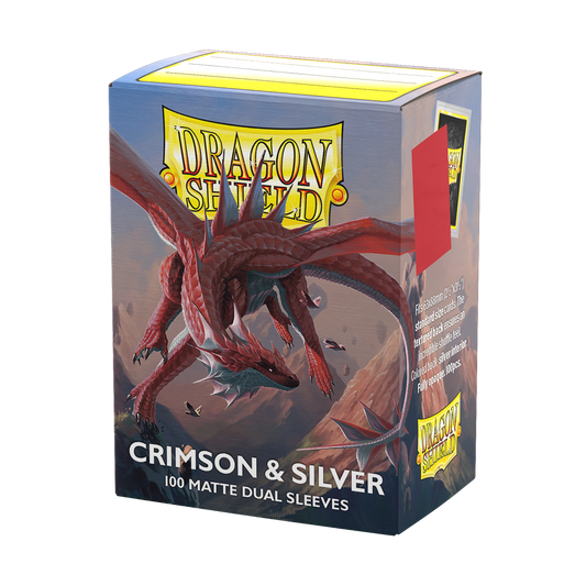 Dragon Shield – Standard size – Dual Matte – Crimson & Silver (100)