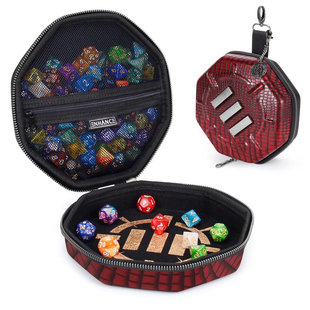 ENHANCE DnD Dice Tray and Dice Case – Collector’s Edition 150 (Dragon Red)