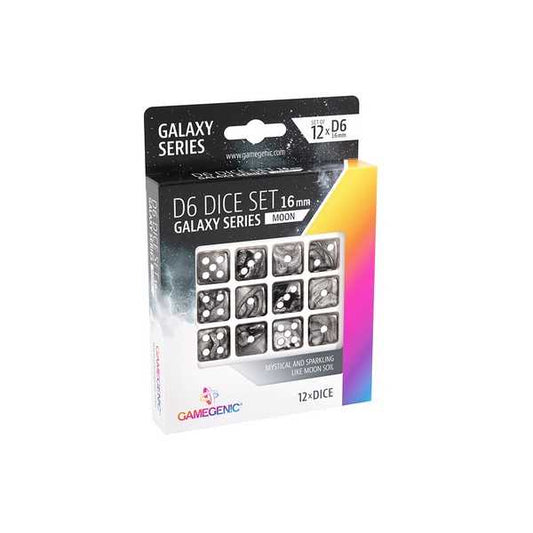 Gamegenic Galaxy Series - Moon - D6 Dice Set 16 mm (12 pcs) Black
