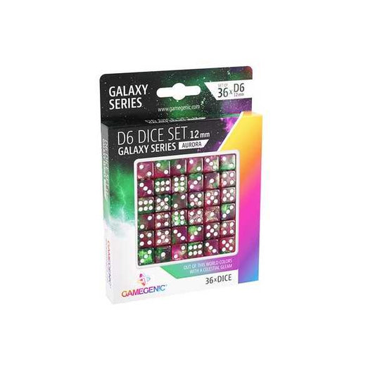 Gamegenic Galaxy Series - Aurora -  D6 Dice Set 12 mm (36 pcs) Green/Purple
