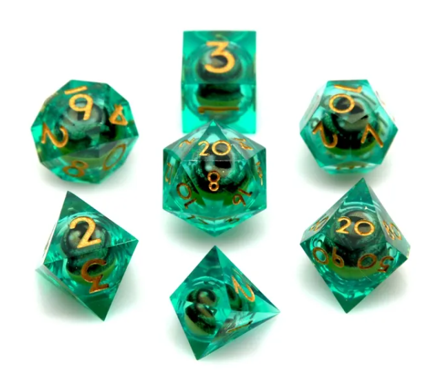 Dragon Rolling Eyes Dice Set Green