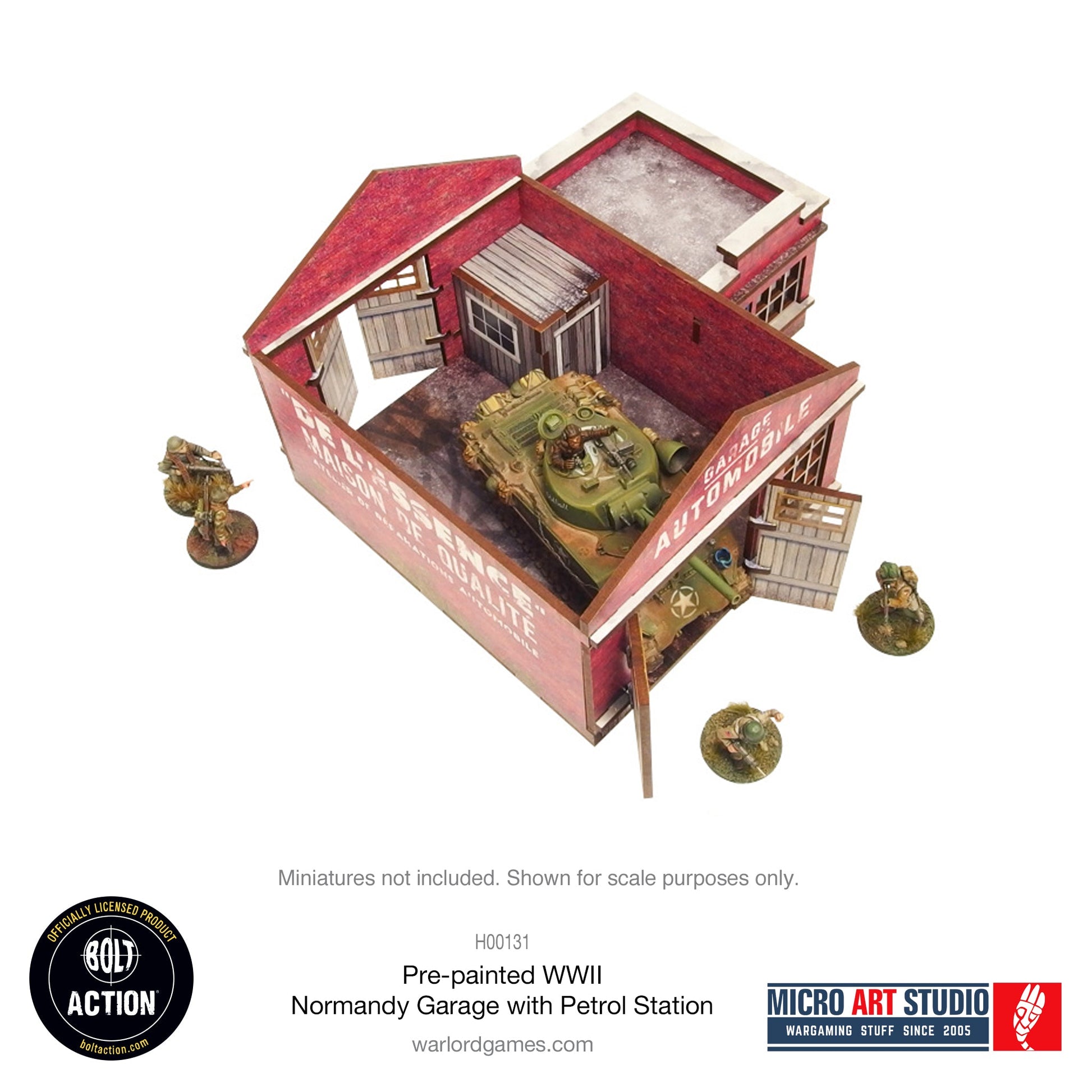WW2 Normandy Garage with Petrol Station PREPAINTED
