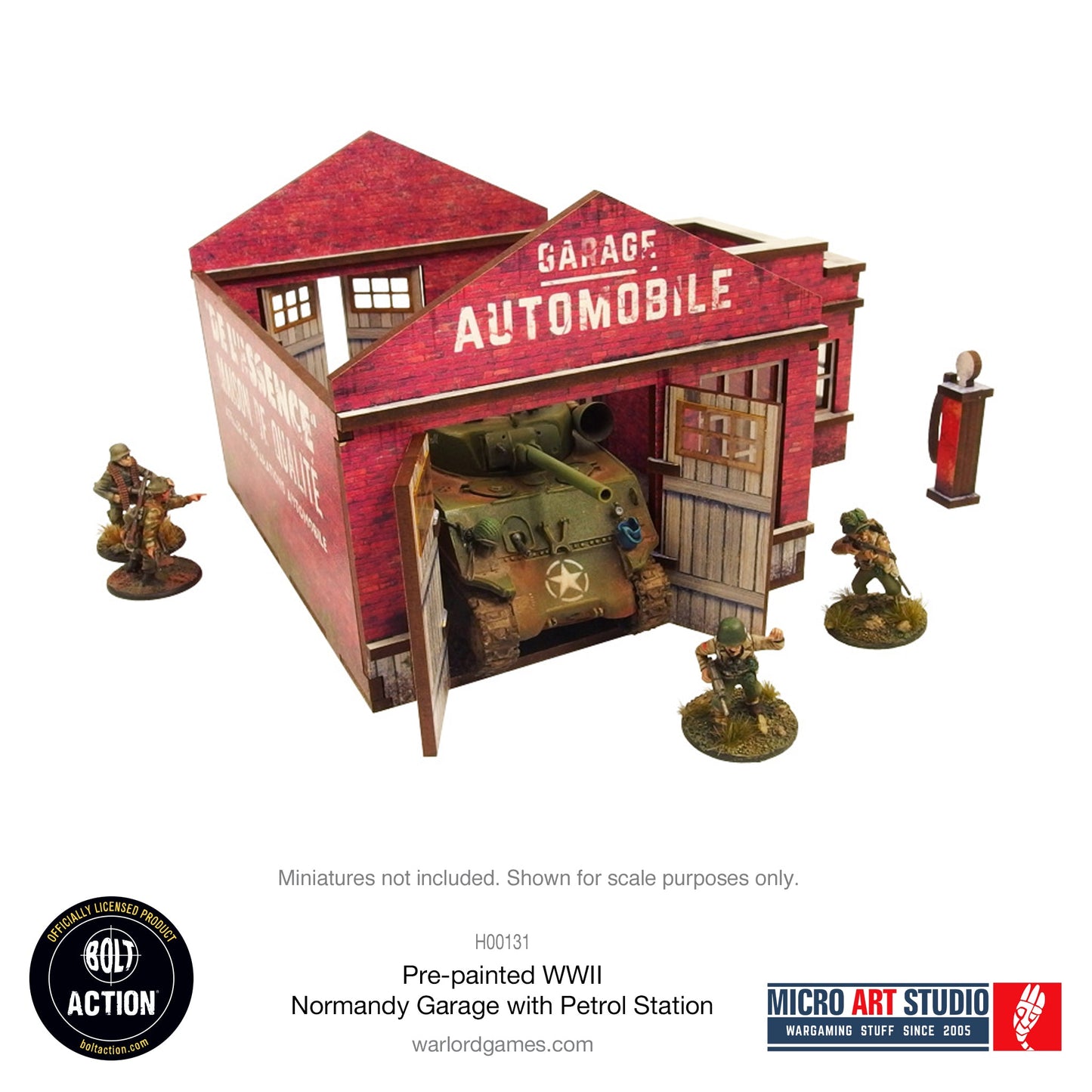WW2 Normandy Garage with Petrol Station PREPAINTED