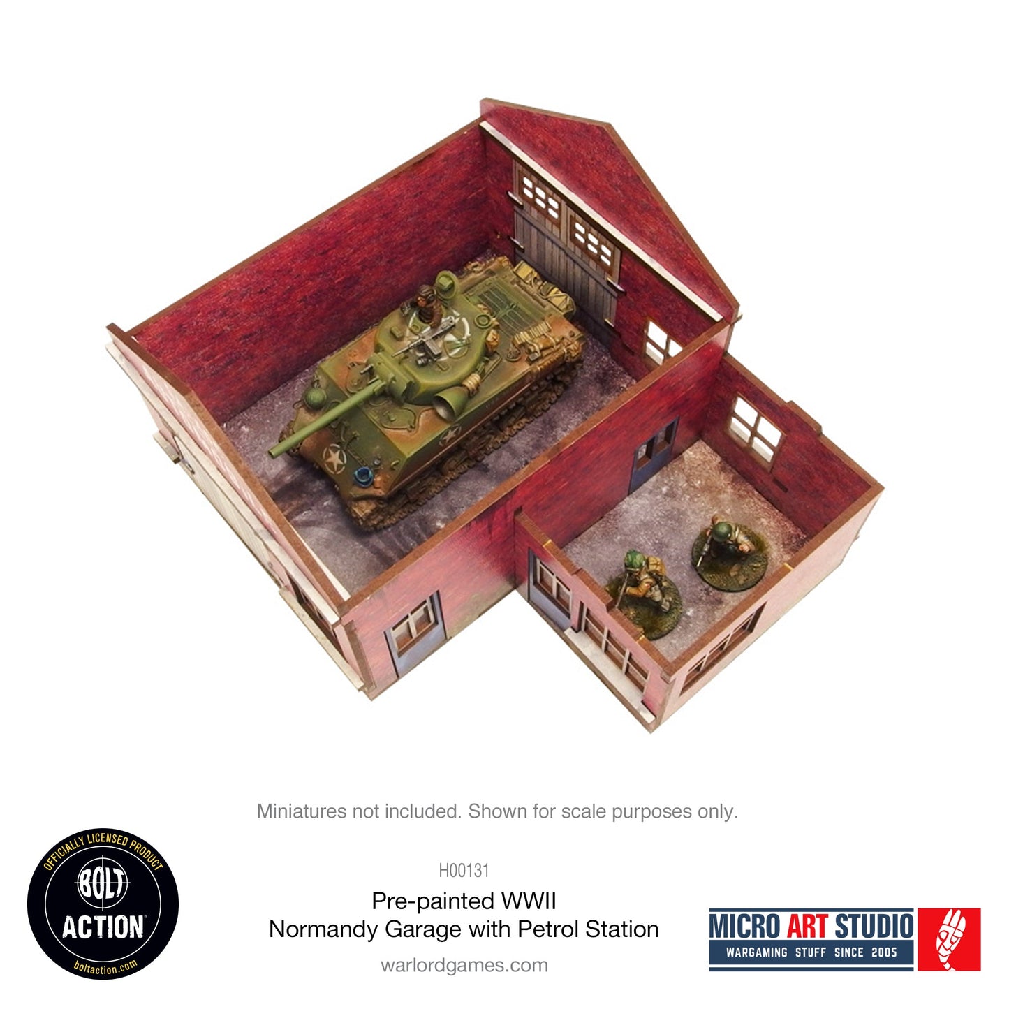 WW2 Normandy Garage with Petrol Station PREPAINTED