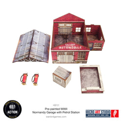 WW2 Normandy Garage with Petrol Station PREPAINTED