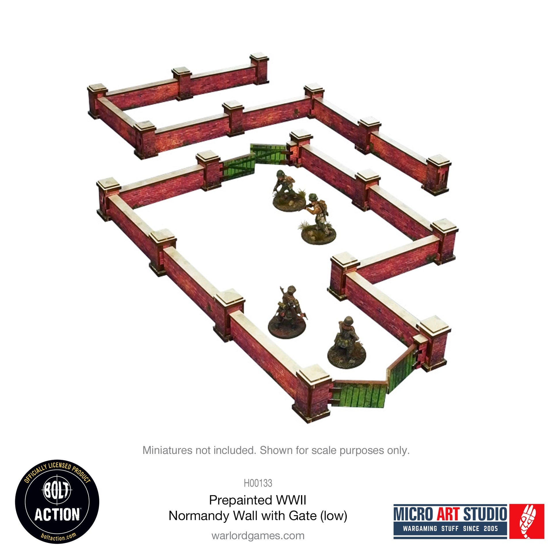 WW2 Normandy Wall with Gate (low) PREPAINTED