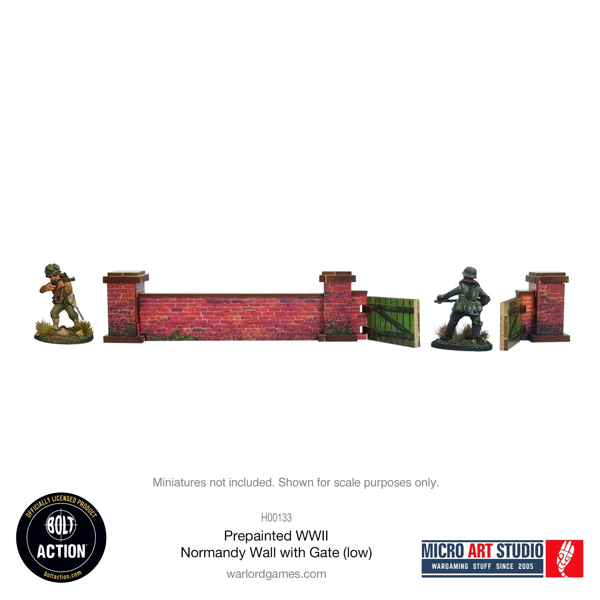 WW2 Normandy Wall with Gate (low) PREPAINTED