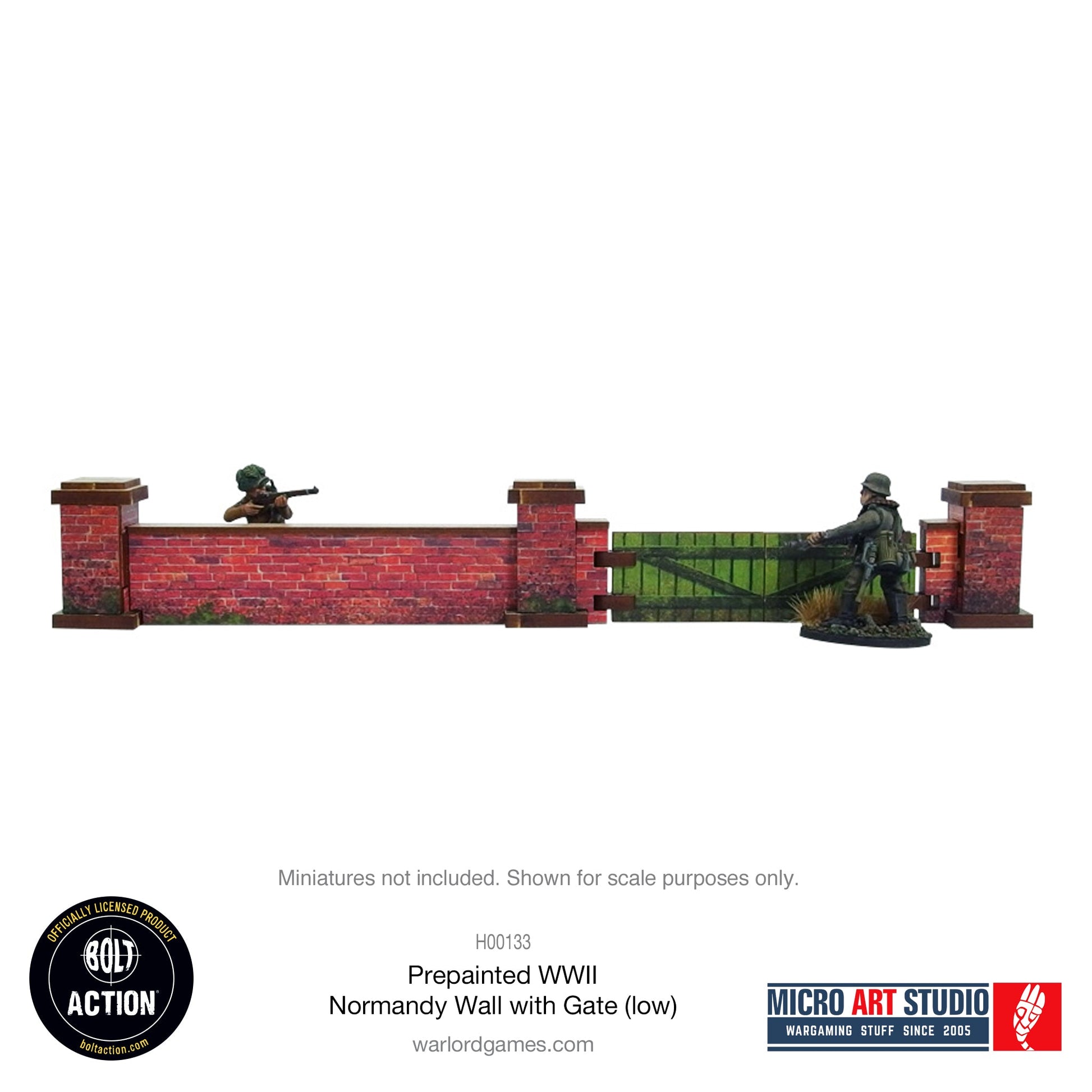 WW2 Normandy Wall with Gate (low) PREPAINTED
