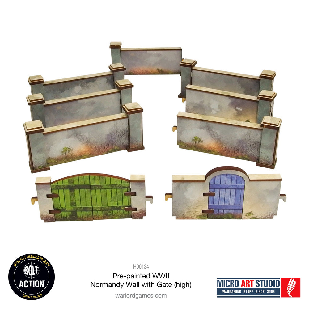 WW2 Normandy Wall with Gate (high) PREPAINTED