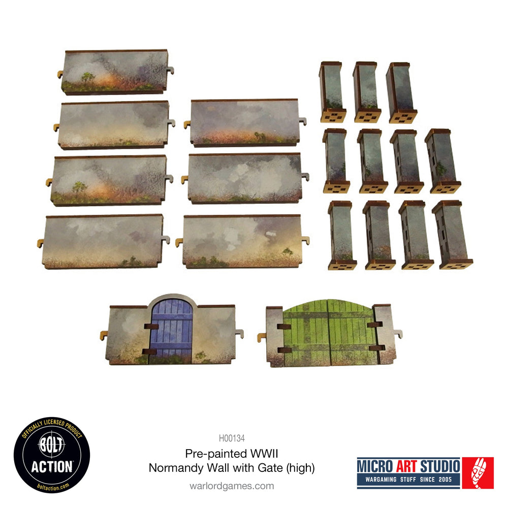 WW2 Normandy Wall with Gate (high) PREPAINTED