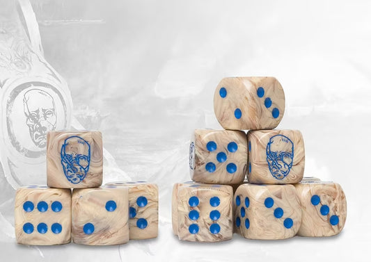 Conquest Spires Logo on Lunar Marbled Dice