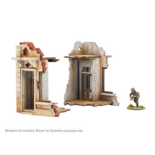 Bolt Action MDF Pair of Destroyed Building Ends