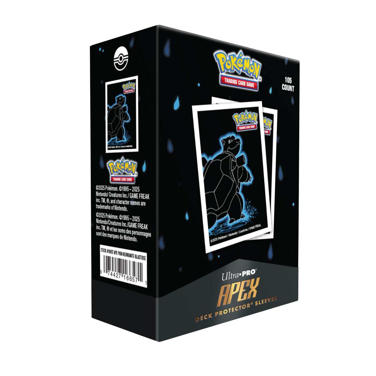 Pokémon Neon Kanto Apex Deck Protector Sleeves - Blastoise (105ct) (Pre-Order)