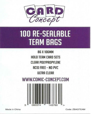 Card Concept Re-sealable Team bags 86 x 114mm - Case of 100