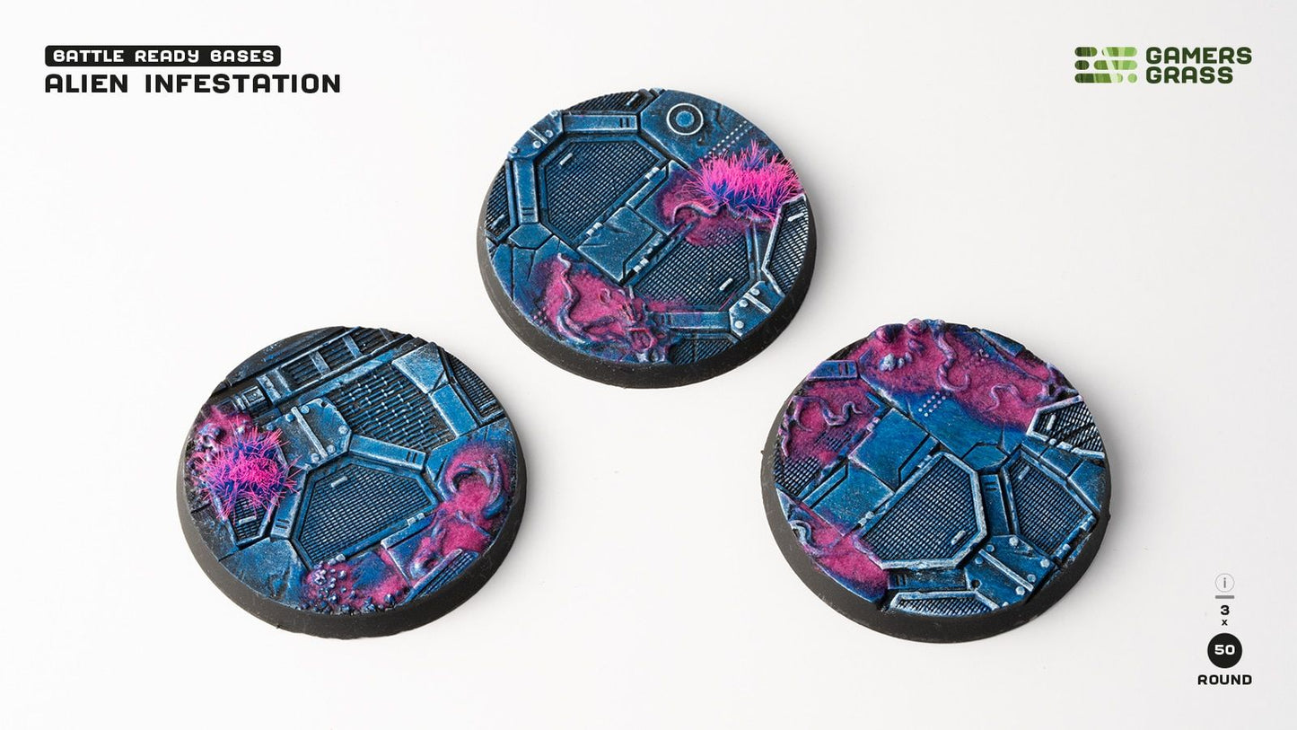 Alien Infestation Bases, Round 50mm (x3) - Gamers Grass