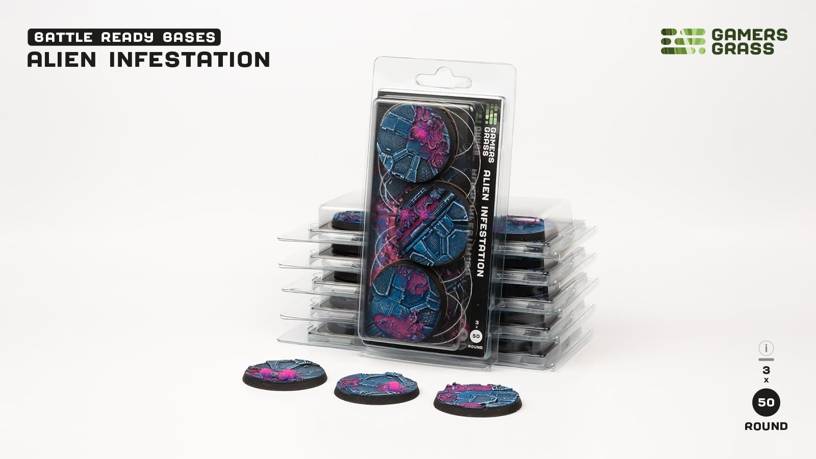 Alien Infestation Bases, Round 50mm (x3) - Gamers Grass