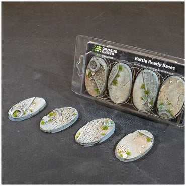 Urban Warfare Bases Oval 60mm (x4) - Battlefield Ready - Gamers Grass