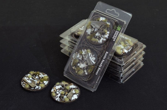 Winter Bases Round 60mm (x2) - Battlefield Ready - Gamers Grass