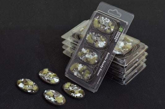 Winter Bases Oval 60mm (x4) - Battlefield Ready - Gamers Grass