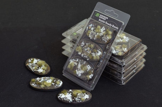 Winter Bases Oval 75mm (x3) - Battlefield Ready - Gamers Grass
