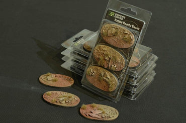 Badlands Bases Oval 75mm (x3) - Battlefield Ready - Gamers Grass