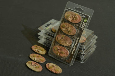 Badlands Bases Oval 60mm (x4) - Battlefield Ready - Gamers Grass
