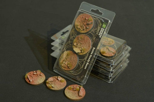 Badlands Bases Round 50mm (x3) - Battlefield Ready - Gamers Grass