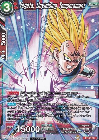 Vegeta, Unyielding Temperament (Power Booster: World Martial Arts Tournament) (P-143) [Promotion Cards]