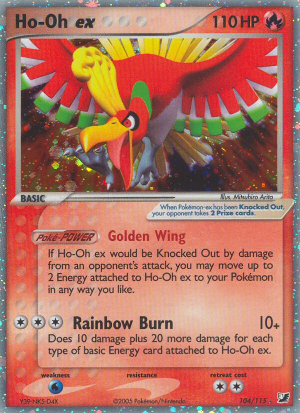 Pokémon Ho-Oh EX 104/115 hot Rare 2005