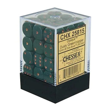 Chessex - 12mm D6 Dice Block - Dusty Green w/Gold