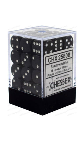 Chessex - 12mm D6 Dice Block - Black w/White
