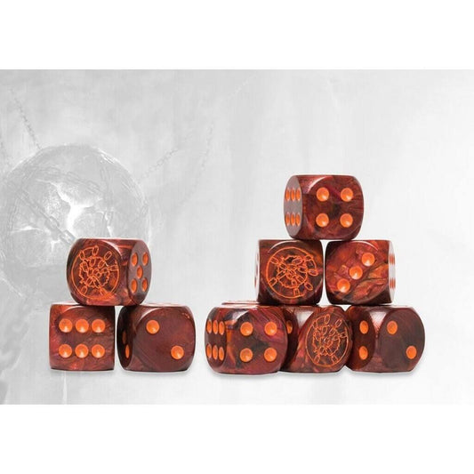 Dweghom Logo on Dark Grey Marbled Dice - Conquest