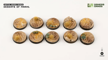 Deserts of Maahl Bases, Round 25mm (x10) - Gamers Grass