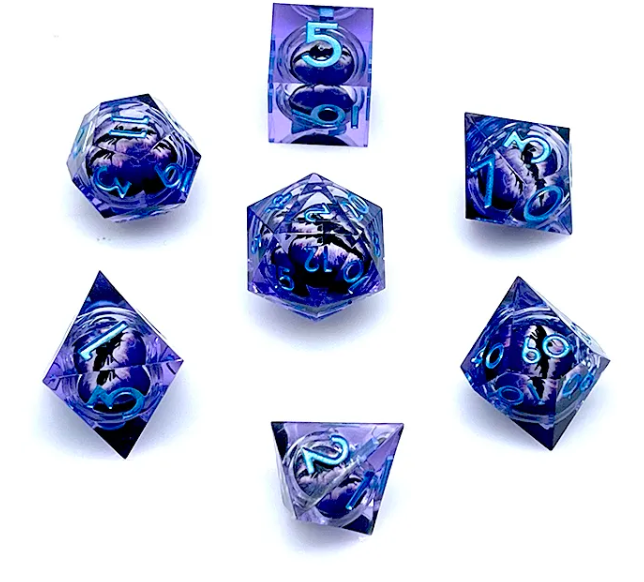 Dragon Rolling Eyes Dice Set Blue
