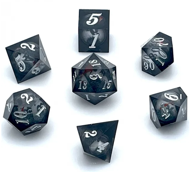 Liquide Sand Sharp Dice Set Light Black White