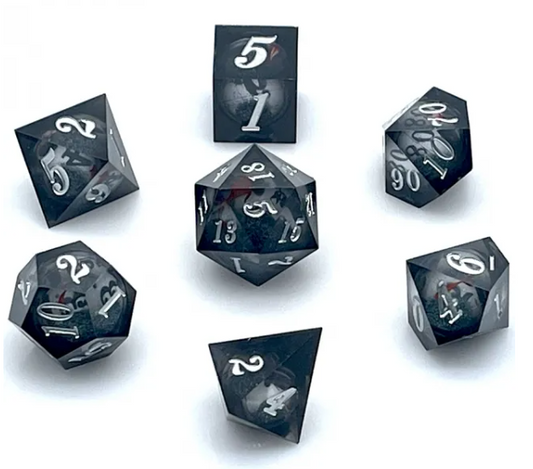Liquide Sand Sharp Dice Set Light Black White