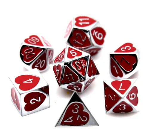 Heart Metal Dice Set Red