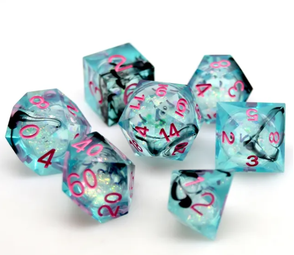 Liquide Sand Sharp Dice Set Light Blue Pink