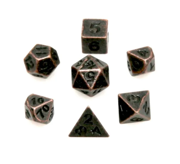 Mini Metal Dice Set Copper