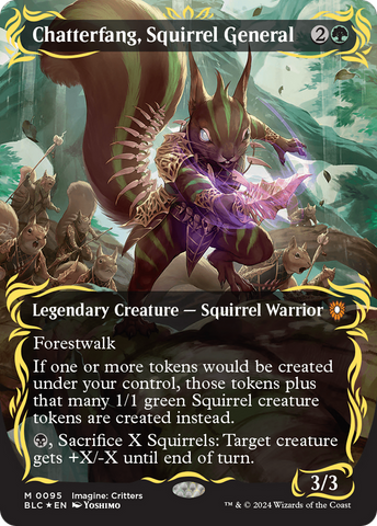 Chatterfang, Squirrel General (Borderless) (Raised Foil) [Bloomburrow Commander]