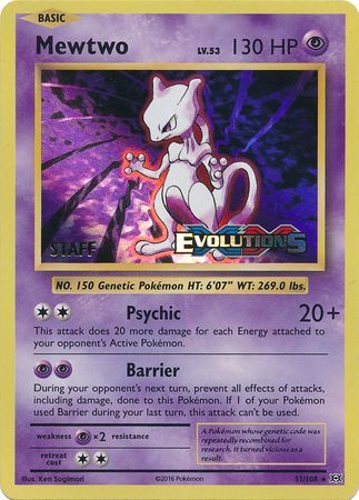 Pokemon Mewtwo 2024 XY Evolutions Staff Prerelease